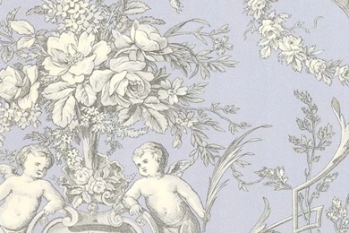Cherub Toile Wallpapers In Soft Blue