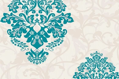 CWV Crown Arabesque Damask Textured Embossed Wallpapers Teal M0548