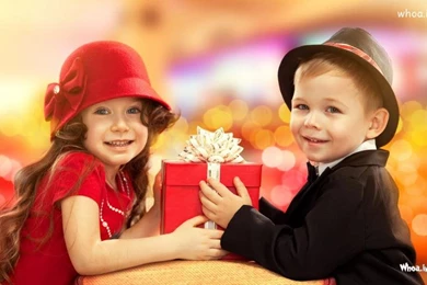 Little Boy Gift To Angle Girl HD Cute Wallpapers