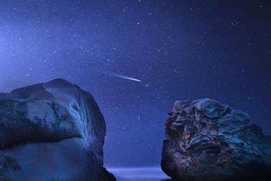 Fantasy Ocean Falling Star At Night