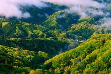 Japan Honshu Ishikawa, Spring Morning, Nature, Mist, Mountains ...