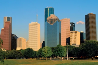 Houston Skyline At Night   Wallpaper.