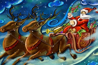 Santa And Reindeer Christmas Wallpapers