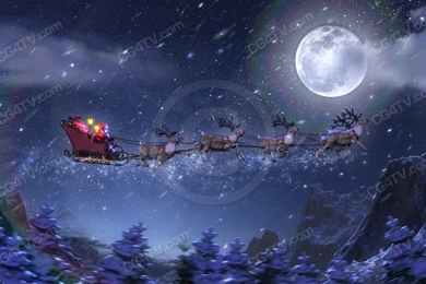 Christmas Animated Background. Santa Rockets Along In His Magical ...