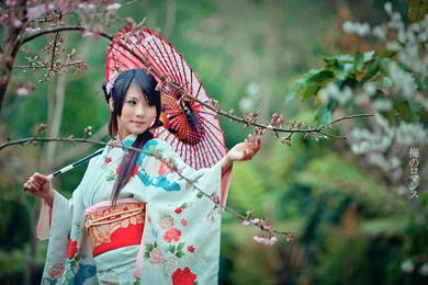 Japanese Woman In Spring Garden Wallpapers And Images   Wallpapers ...