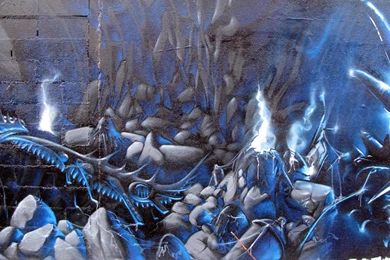 Aliens In The House / Graffiti / Blue / Grey / 3D / 2008 / Big ...