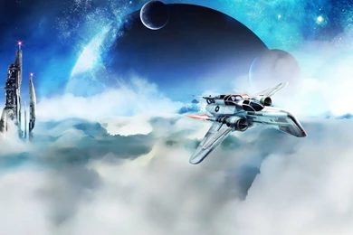 Space Colorful Futuristic Planets Spacecraft Wallpapers   (