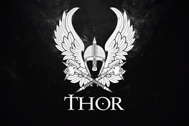 Wings Thor Hammer Helmets Black Backgrounds Symbols Wallpapers