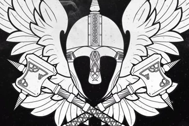 Wings Thor Hammer Helmets Black Backgrounds Symbols Wallpapers