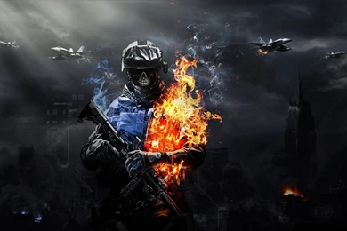 Artwork Battlefield 3 Buildings Explosions Flames Jet Aircraft ...