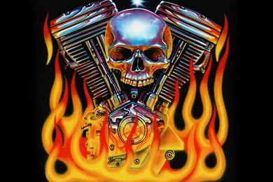 Wallpapers Engine Vtwin V Twin Skull With And Flames Graphics ...