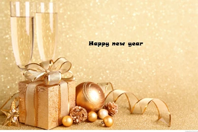 Happy New Year Celebration Champagne And Gift