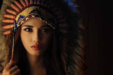 Beautiful Girl Makeup Light Feather Hat Indian Wide HD Wallpapers ...