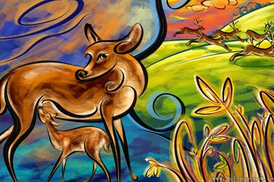 Big Deer And Deerlet - Design Wallpapers Free Download ...