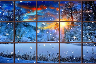 Winter Window Snow Scene (in 4K)   Living Wallpapers With Ambient ...