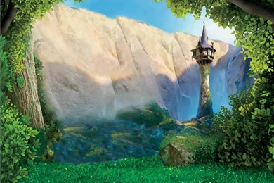 8x8FT Tangled Rapunzel Sunshine Rock Mountain Tower Tree Branch ...