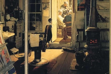 Shuffletons Barber Shop   Norman Rockwell Paintings Wallpapers Image