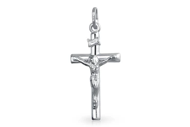 Silver Cross Necklace With Jesus