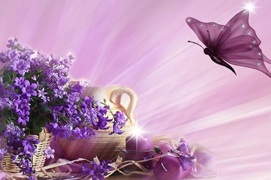 Purple Butterfly Flying   Wallpaper.