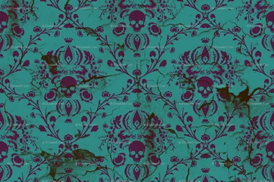 Purple On Teal Damask Skull Distressed Wallpapers   Elizabeth ...