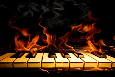 3D Music Piano Fire Wallpapers