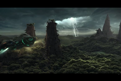Forest Cgi Bolt Spaceships Science fiction Lightning Shuttle ...