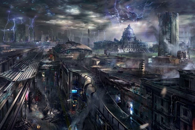 Futuristic, Smoke, Destruction, Buildings, Science Fiction ...