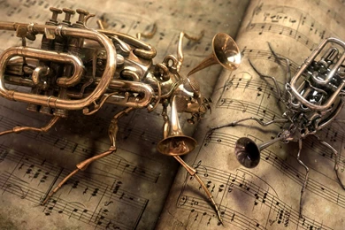 Paper Music Steampunk Instruments Bugs