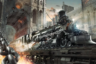 Steampunk Trains Fantastic World Technics Chain Fantasy >> HD ...