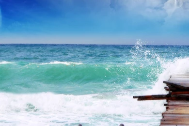 Download Wallpapers, Download 3360x1050 Sea Waves 3360x1050 ...