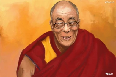 Dalai Lama Hand Painting With Yellow Backgrounds HD Wallpapers