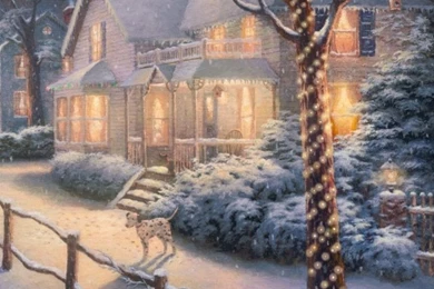 Hometown Christmas Memories By Thomas Kinkade HD Desktop Wallpapers ...