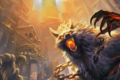 Download Wallpapers 3840x1200 Smite, Werewolf, Castle, Fire, Art ...