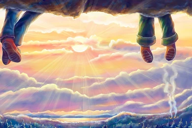 Cartoon Sunset Clouds Wallpapers