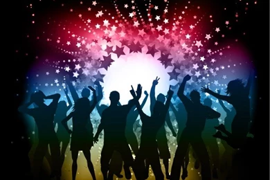 Dancing Silhouettes At Disco Backgrounds Vector