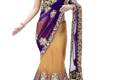 Wallpapers Lehenga Saree Orange And Purple Vibhavari Designer ...