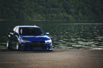 Mitsubishi Lancer Evolution X Blue Tuning Car