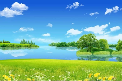 Heavenly Park With Lake In It Wallpapers