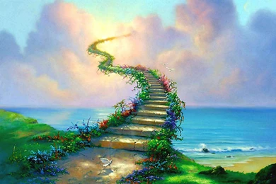 Heavenly Staircase Painting Wallpapers
