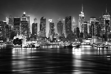 B W Full Wall New York Skyline Decorating Photo Wallpapers Mural ...