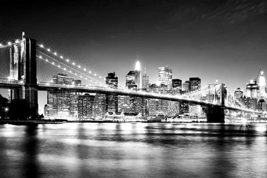 New York Skyline Black White Brooklyn Bridge Decorating Wallpapers ...