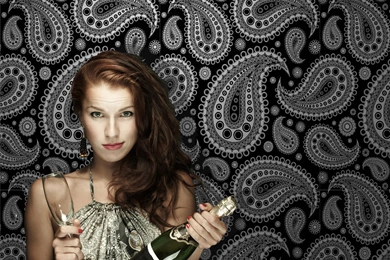 Cravat OMGR071010 Wallpaper, Black Grey Paisley Wallpaper, Opus ...