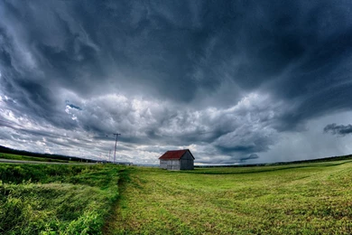 Road Clouds Field House Landscape Storm Rain Wallpapers