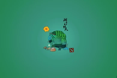 Download Wallpapers 2560x1440 Tidehunter, Dota 2, Chibi, Simple Art ...