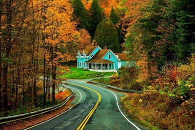 YouWall   Old Blue House Road Wallpapers   Wallpaper,wallpapers ...