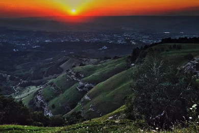 The Sunset And Green Land Scenic Backgrounds Widescreen And HD ...