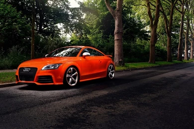 Bright Orange Audi TT In The Street Front Angle View Desktop ...
