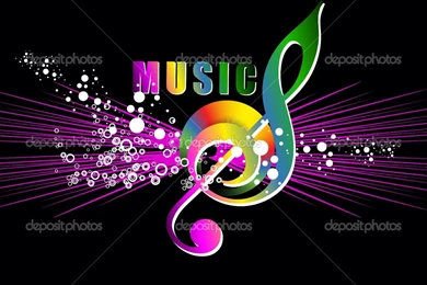 Colorful Neon Music Notes