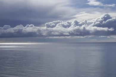 Download Wallpapers 3840x1200 Clouds, Sea, Water Smooth Surface ...