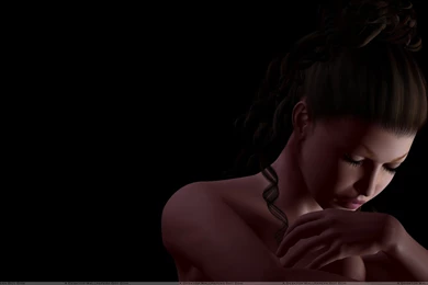 3d Girl Head Down And Eyes Closed With Black Backgrounds Wallpapers